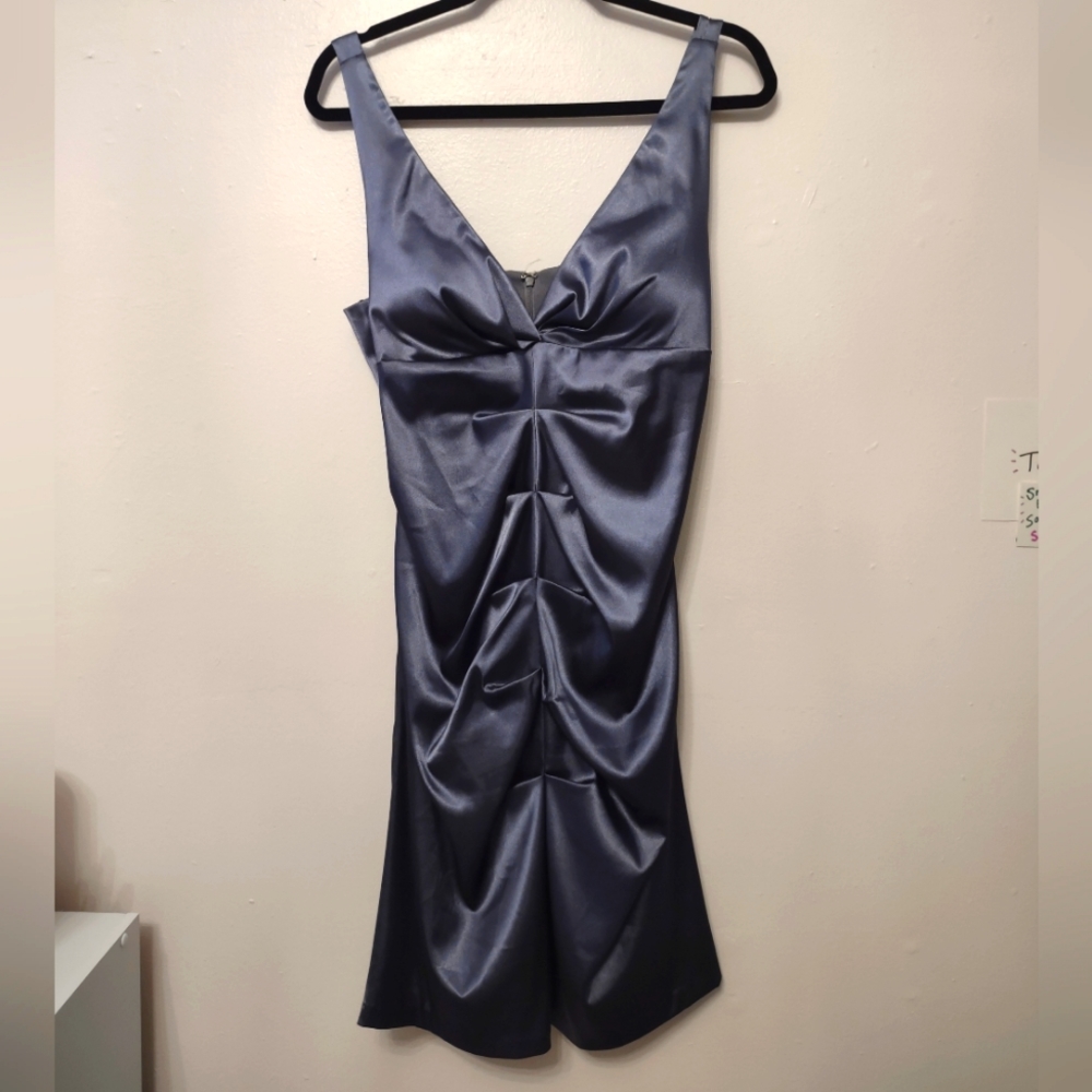 Pewter Grey Ruched Dress Onyx Nite 14